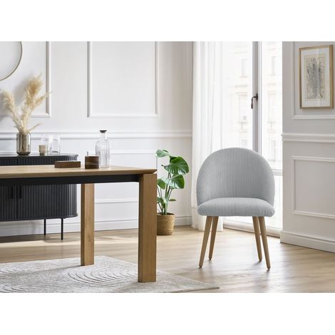 BOBOCHIC - Lot de chaises LALIE tissu velours côtelé et pieds scandinaves bois Gris clair et gris foncé (1/5)