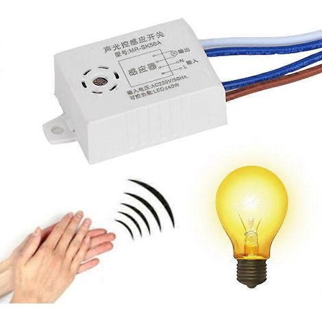 Module détecteur MR-SK50A 220V Marche/Arrêt automatique, signal sonore intelligent, commande vocale, capteur lumineux. Utilisation : couloir, baignoire, entrepôt, escaliers. (1/5)
