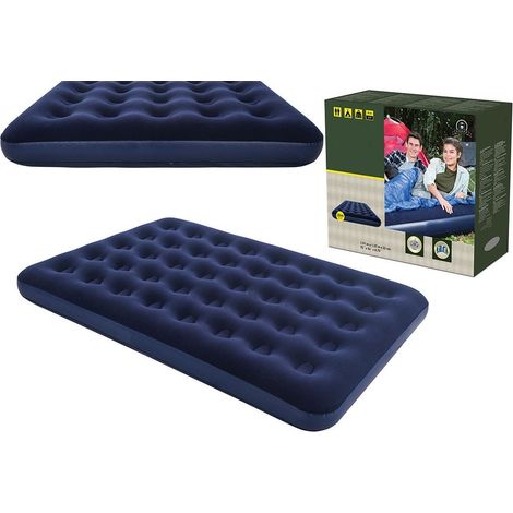 Materassino letto gonfiabile matrimoniale materasso da campeggio per tenda spiaggia mare giardino casa Airbed Blu Floccato (1/5)