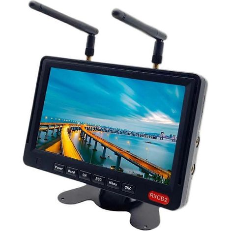 Moniteur FPV RXCD2 5,8 GHz 56 canaux avec double récepteur et enregistreur vidéo numérique (DVR), écran LCD Diversity 7 pouces (1024 x 600) pour la course de drones FPV. (1/5)