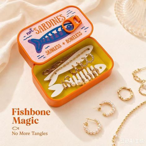 Creative and best-selling personalized and fashionable new Sardine Tin Jewelry Box necklace and earring storage box - A -