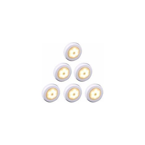Wireless LED light with motion detector for closet, stairs, hallway, kitchen, bedroom (6pcs) (white shell (warm light) (1/5)