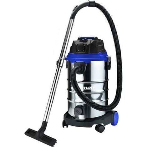 Aspirateur Eau et Poussière 1400W 30L Inox Prise synchro KORMAN (1/4)