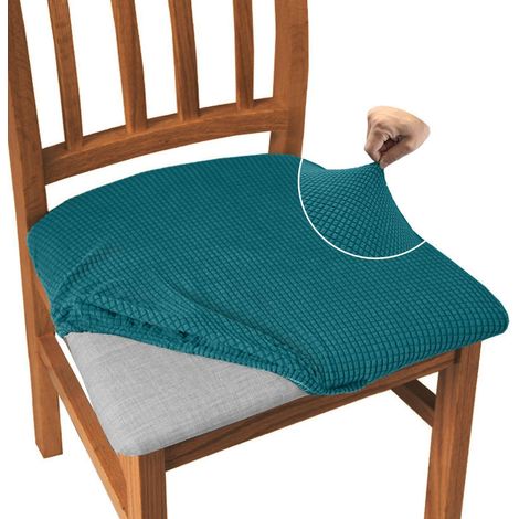 Esszimmerstuhl Sitzbezüge 6er Set, Stretch Jacquard Sitzschoner Schwarzgrün (1/5)