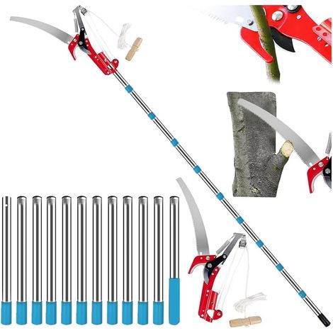 Manual pruning saw, height adjustable 4 m, 1 saw for 2 uses, cut dense trees and shrubs without ladder, manual pruning shears for tall branches (1/5)