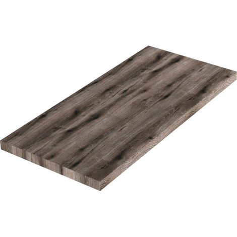 Kiamami Valentina – Plateau en bois pour lavabo de salle de bain 100cm – Finition chêne fossile – Largeur 46cm – Étagère solide et durable
