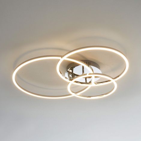 Kosilum – Plafonnier LED triple cercle métal – Lumière 4800 lumens – Design futuriste pour salon et cuisine – Économie d'énergie