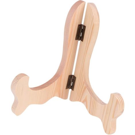 Chevalets Porte-assiettes 4 Pièces en Bois, Support Pliable (1/5)