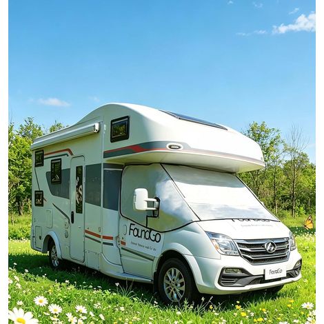 Housse Pare-Brise Camping-Car, Bâche Cabine Isolée Thermiquement avec Fermetures Éclair Aluminium (1/5)