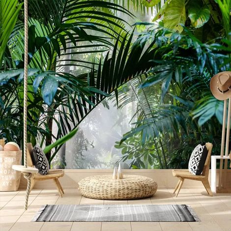 Papier Peint Tropical - Feuillage Humide - 150 x 250 cm (1/2)
