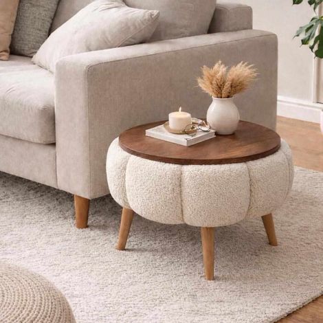 Beistelltisch aus Holz "Papatya" - 45 x 45 x 44 cm - Creme