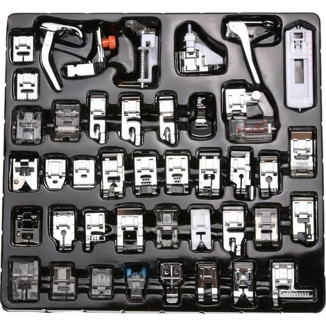 Pied Presseur - Kit Multifonctionnel 42 Pièces - Compatible Machine À Coudre Domestique - Pour Ourlets Fermetures Éclairs Dentelle - Lot Complet