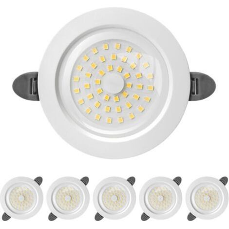 Recessed LED Spotlight, IP44 Indoor LED Spotlight, Extra Flat Recessed Spotlight 28mm, 9W 900lumen Equivalent to 90W Incandescent, Cold White 6000K, for Bathroom, Living Room, Kitchen, Set of 6 (1/5)
