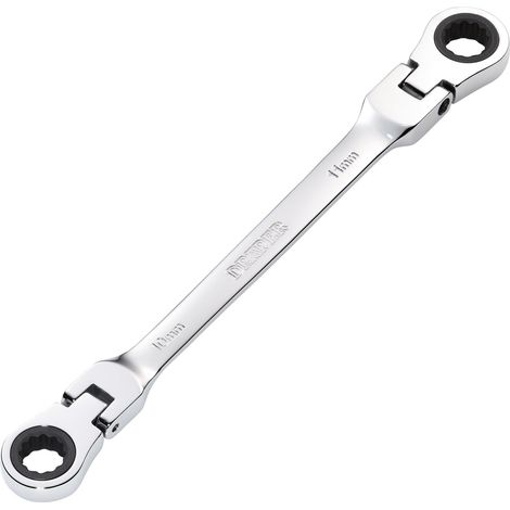 Draper Metric 10 x 11mm Flexible Head Double Ring Ratchet Spanner Chrome 27745 (1/2)