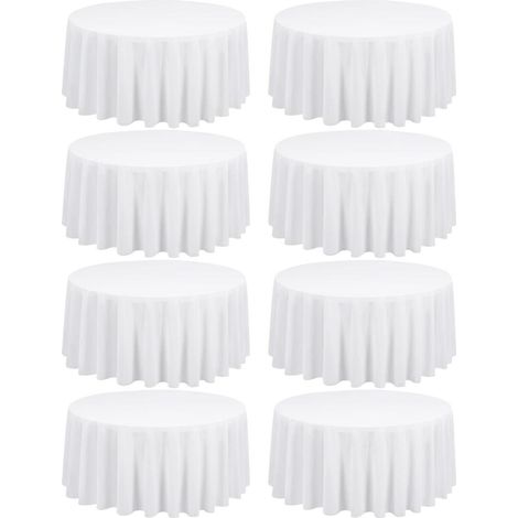 8er Pack Tischdecken rund weiß 229 cm Polyester knitterarm für Partys & Events