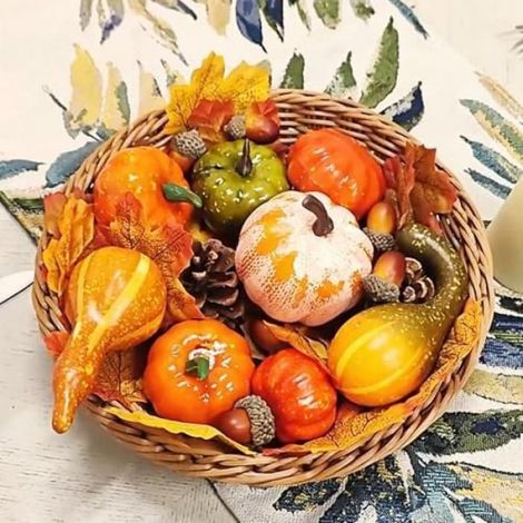 50 Pièces Décoration Automne, Citrouilles, Courges, Feuilles, Glands, Intérieur Extérieur (1/2)