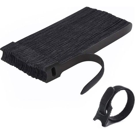 Attache Cable[50 Pcs], Sangles Sangles Câble, Réutilisables Serre Cable, Organisateur Rangement Cable, pour Attacher Les Câbles, Gaines, Fils PC, Fils Électriques etc(Noir) (1/5)