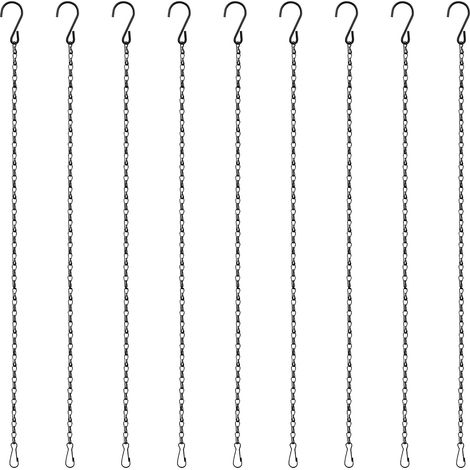Chaînes de Panier Suspendues, Chaînes de Pot de Fleurs, Plante Crochet de Chaîne, Chaînes Suspendues en Métal, pour Décoration de Terrasse et Jardin, 50 cm/9 pièces(Noir)