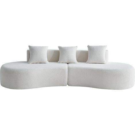 CHICFURN Sofá rinconera 277 x 103 x 68 cm de tejido blanco, 3 plazas para salón (1/5)