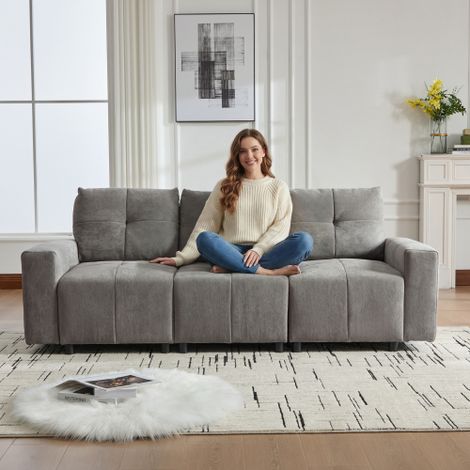 Fauteuil en chenille garni de mousse — Aucun assemblage requis — Arborant un style moderne et offrant un toucher doux et confortable idéal pour les salons, les chambres, les espaces détente et les sa