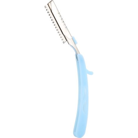 Porte-rasoir professionnel en métal bleu, étui de rangement pour rasoir de sûreté manuel (1/5)