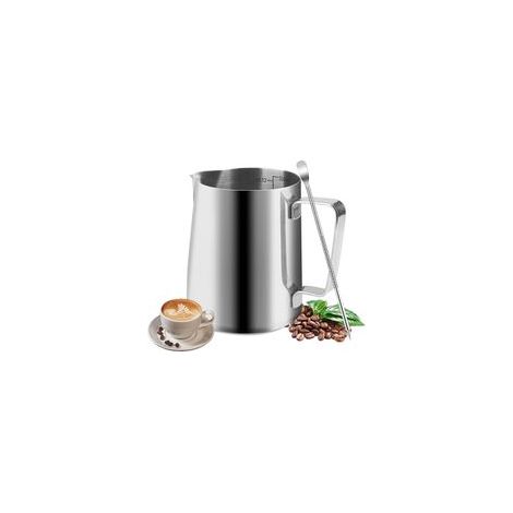 Pot Lait Mousseur Inox - 1 pièce 350ml Échelle + Aiguille Latte Art - Cappuccino Espresso Latte - Argent (1/5)