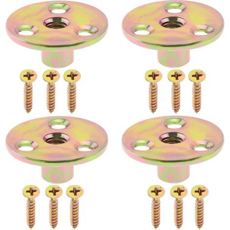 4 Sets Métrique M8 de Kits de Quincaillerie pour Pieds de Meubles Plaques de Montage pour Pieds de Meubles Écrou à 3 Trous en Forme de T pour Canapé Armoire (1/5)