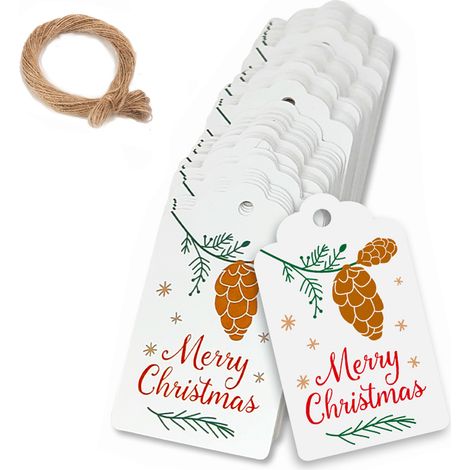 10 Étiquettes, Joyeux petit Noël, Corde incluse, Décoration sapin, Cadeaux de fin d'année (1/5)