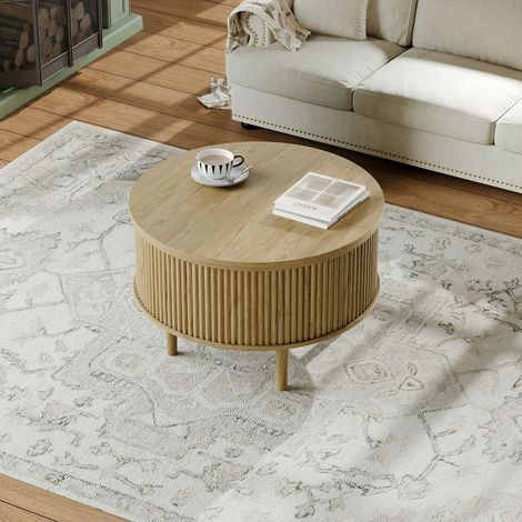 Table basse relevable 80 x 80 x 50 cm plateau réglable forme ronde fonction coulissante hauteur réglable angles arrondis finition (1/3)