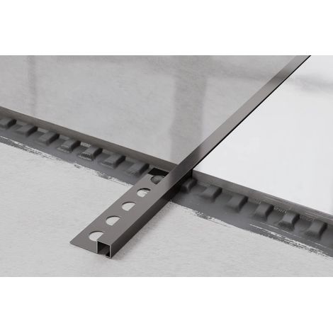Dekoratives Profil Qs aus Edelstahl für Fliesen 10mm x 2700 - Gunmetal