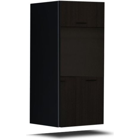 Mobile da soggiorno sospeso CEPTO – Nero opaco e lucido – 1 porta, 1 scaffale – Design moderno