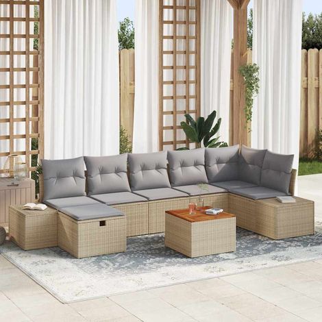 vidaXL Set Divano da Giardino 8 pz Beige polyrattan (1/5)