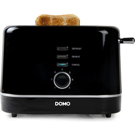 Elektrischer Toaster - DOMO - DO963T - 800 W - 2 Schlitze - Schwarz