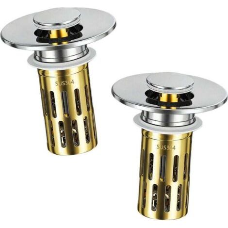 Bouchon de baignoire universel en deux parties, diamètre du tube ondulé 28-32 mm, avec filtre en acier inoxydable 304, bouchon d'évier à ressort, convient aux baignoires et aux cuisines.