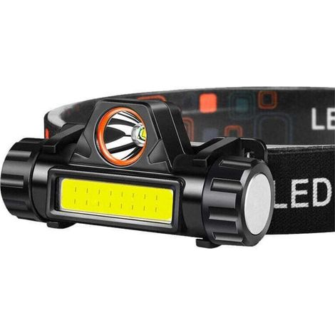 Lampe Frontale LED Rechargeable COB Frontale Lampe,   Imperméable Torche Frontale pour Cyclisme, Pêche, Course, Camping [Classe énergétique A++]