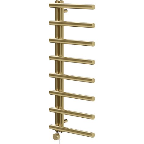 Mason Colore Brushed Brass 1150mm x 500mm Designer Digital Thermostatic Electric Heated Towel Rail (1/5)