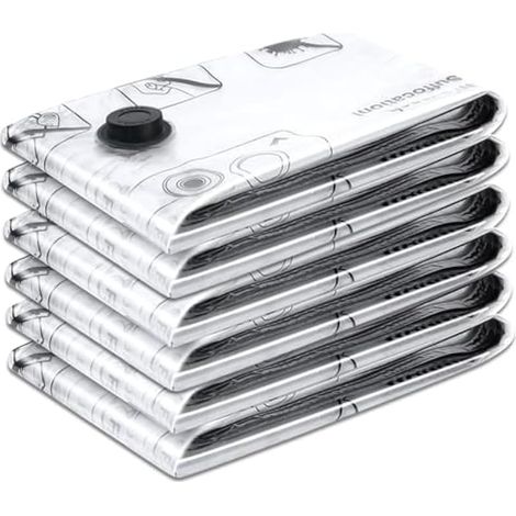 Sac Sous Vide Vetement Aspirateur 6 Pièces (60x40cm), Sac de Rangement Sous Vide Réutilisables, pour Les Voyages et Les Déménagements,VêTements, Couettes, Oreillers,sac compression Voyage (1/4)