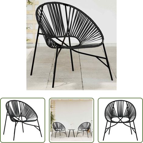 Ei-Form -  Gartenstuhl in Ei-Form Schwarz Poly Rattan (1/5)