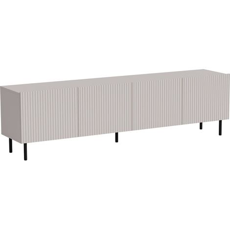 Meuble TV Priocca, Buffet de salon à quatre portes battantes, Surélevé, 200x42 h52 cm, Beige (1/4)