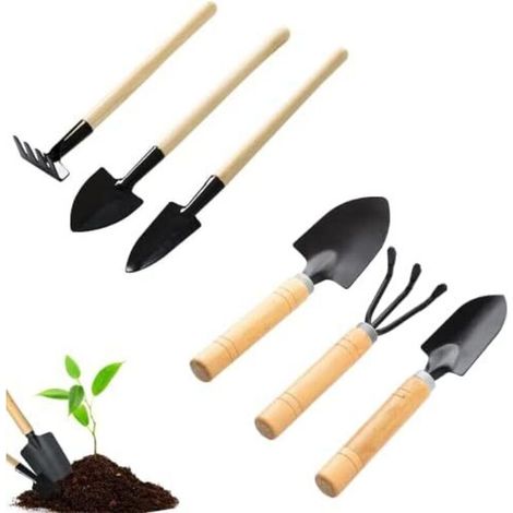6-teiliges Mini-Gartenwerkzeug Set mit Holzgriff, Schaufeln für Bonsai und Topfblumen (1/5)