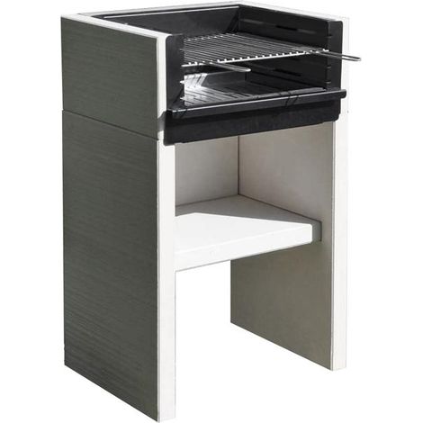 TUOZI - Barbacoa de Obra para Leña y Carbón Modelo VENIT FLEX (Gris/Blanco - 59 x 47 x 95 cm) REF: 4401 - Uso en Exteriores (1/5)