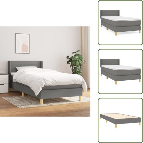 Cama con cabecero ajustable - vidaXL Cama box spring con colchón tela gris oscuro 80x200 cm - Colchón ensacado
