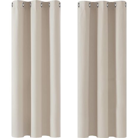 MINKUROW Tende Oscuranti Isolanti Termiche Anti Freddo, Design Moderno Con Occhielli, Tende Per Soggiorno E Camera Da Letto, 108x137 Cm (Larghezza X Altezza), Beige Chiaro, 2 Pezzi (1/5)