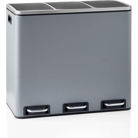 Abfallsammler / Mülltrennsystem Clean 9 - 54L (3x18L) Stahl dunkelgrau hjh OFFICE (1/5)