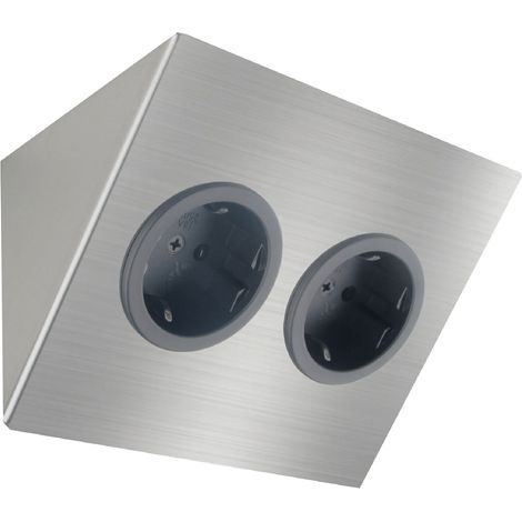 Caressi Ecksteckdose 2fach, 115x140x83mm Edelstahl