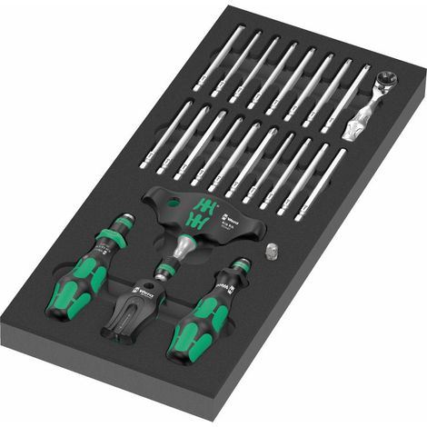 Wera 9752 Inserto in schiuma Kraftform Set di cricchetti compatti 1, 24 pezzi