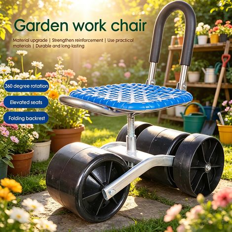 Siège de jardin pivotant à 360 degrés, Siège de travail de jardin roulant, siège pliable, réglable en hauteur (1/5)