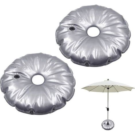 2 Pièces Sac De Lest, Base Parasol Rond 52cm, Contrepoids 9L Eau Ou Sable, Pour Extérieur (1/5)