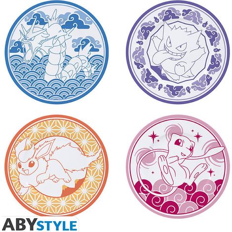 POKEMON - Set of 4 Plates - Japanese Style