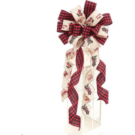 dcoration De Sapin De Nol En Toile De Jute Carreaux Rouges, Grand Nud, Dcoration De Sapin De Nol Pour Intrieur Ou Extrieur (1/4)